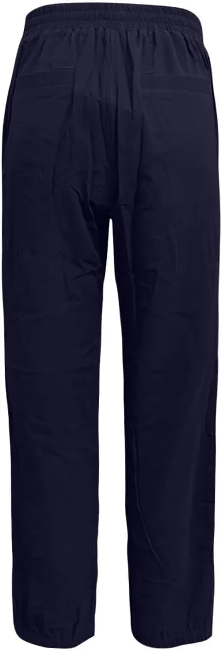 Miyaomn Womens Linen Pants for Summer Drawstring Elastic High Waist Casual Pants Loose Fit Beach Lounge Trousers with Pockets