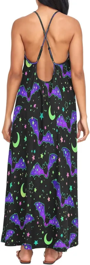 MNSRUU Women Dresses Funny Skulls Sexy Dresses Summer Beach Slip Dresses