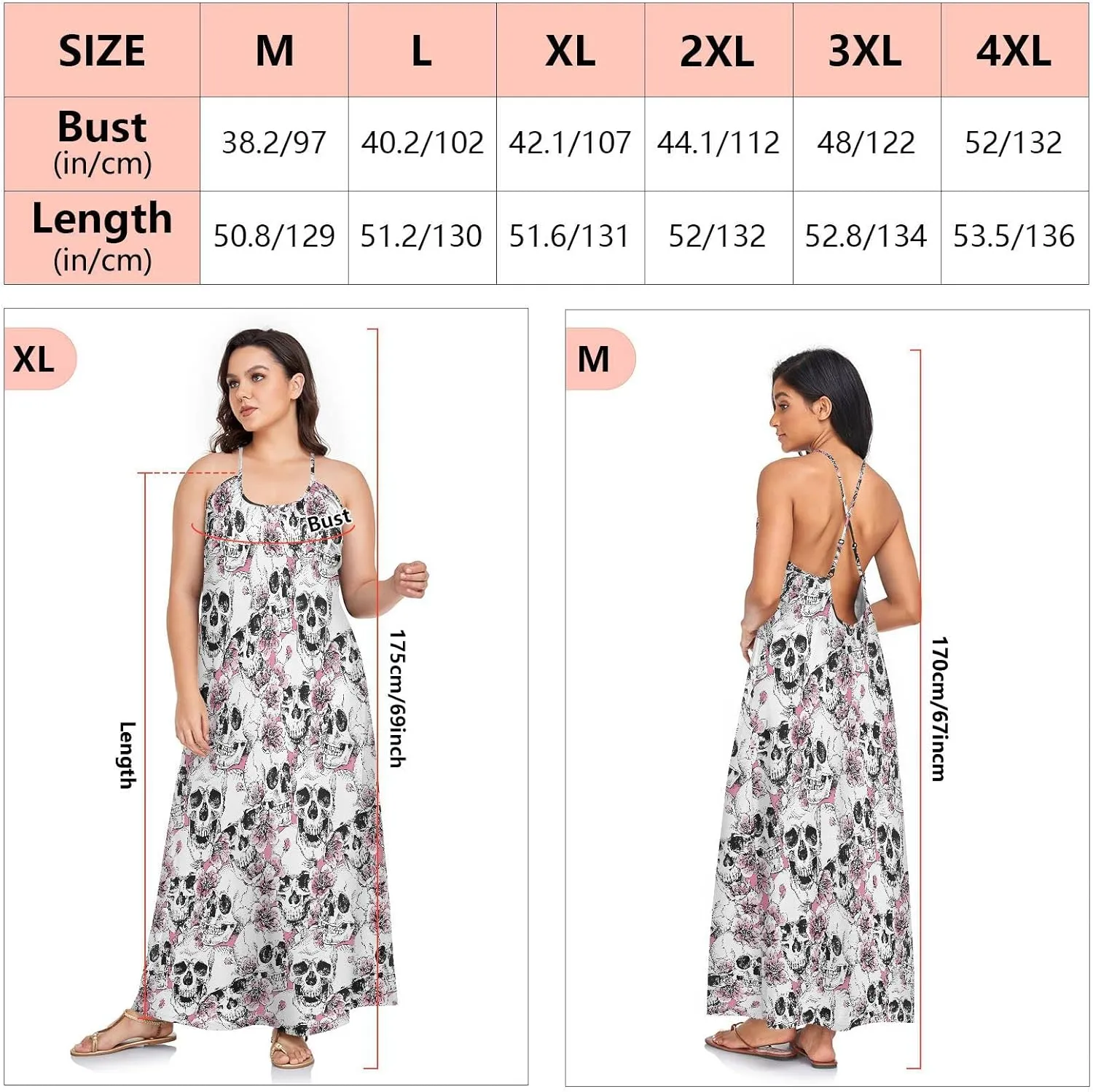 MNSRUU Women Dresses Funny Skulls Sexy Dresses Summer Beach Slip Dresses