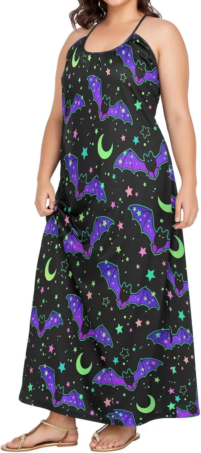 MNSRUU Women Dresses Funny Skulls Sexy Dresses Summer Beach Slip Dresses