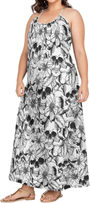 MNSRUU Women Dresses Funny Skulls Sexy Dresses Summer Beach Slip Dresses