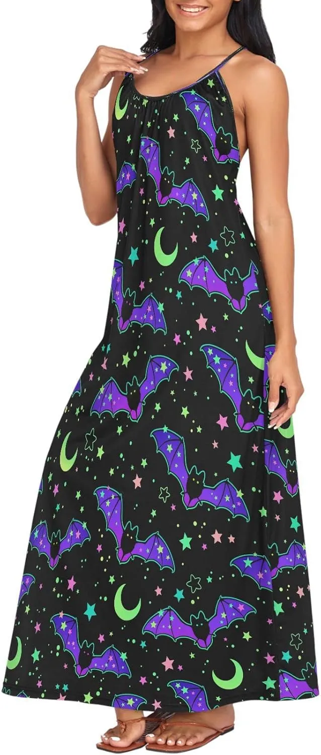 MNSRUU Women Dresses Funny Skulls Sexy Dresses Summer Beach Slip Dresses