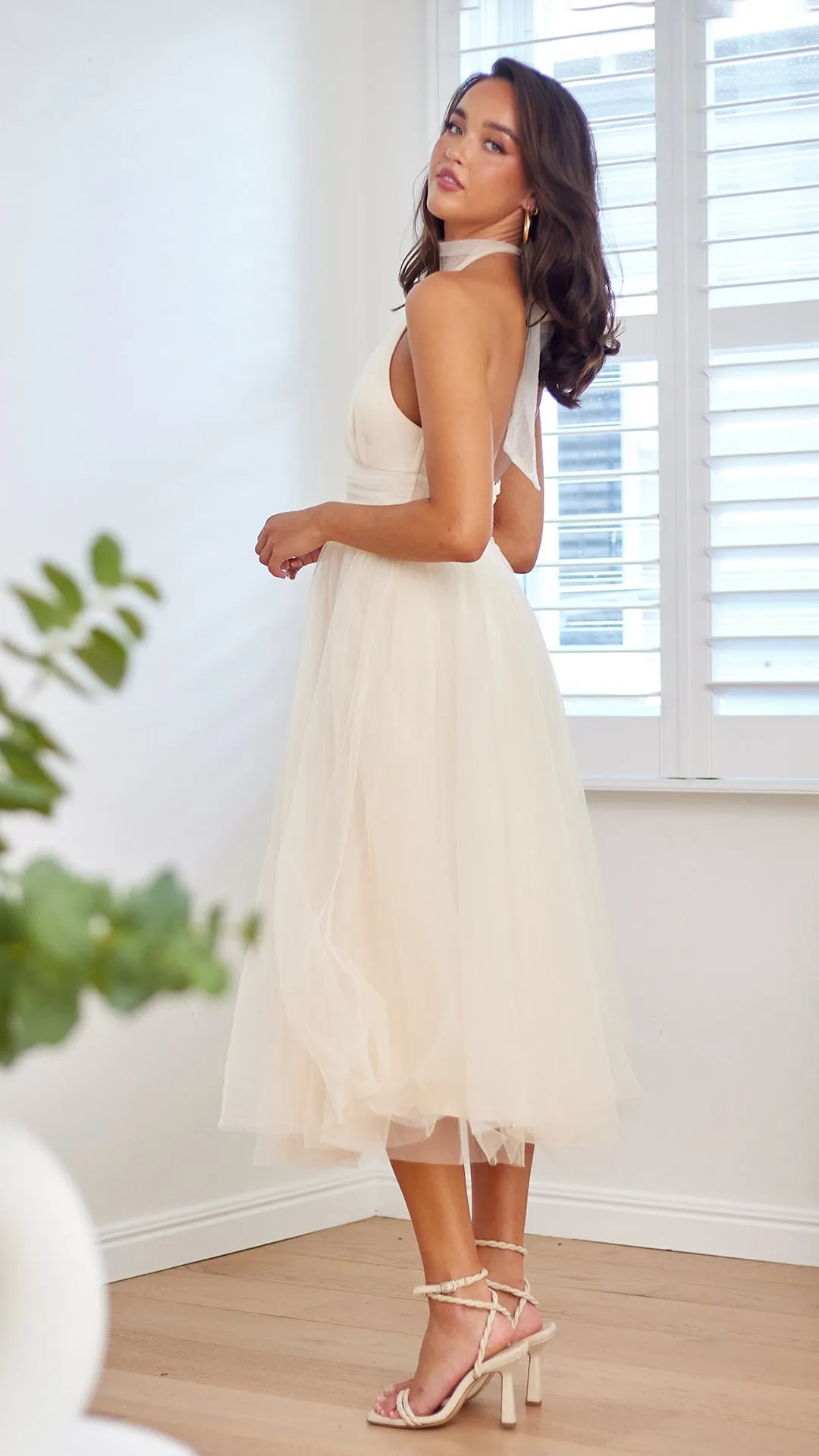 Munroe Halter Dress - Cream