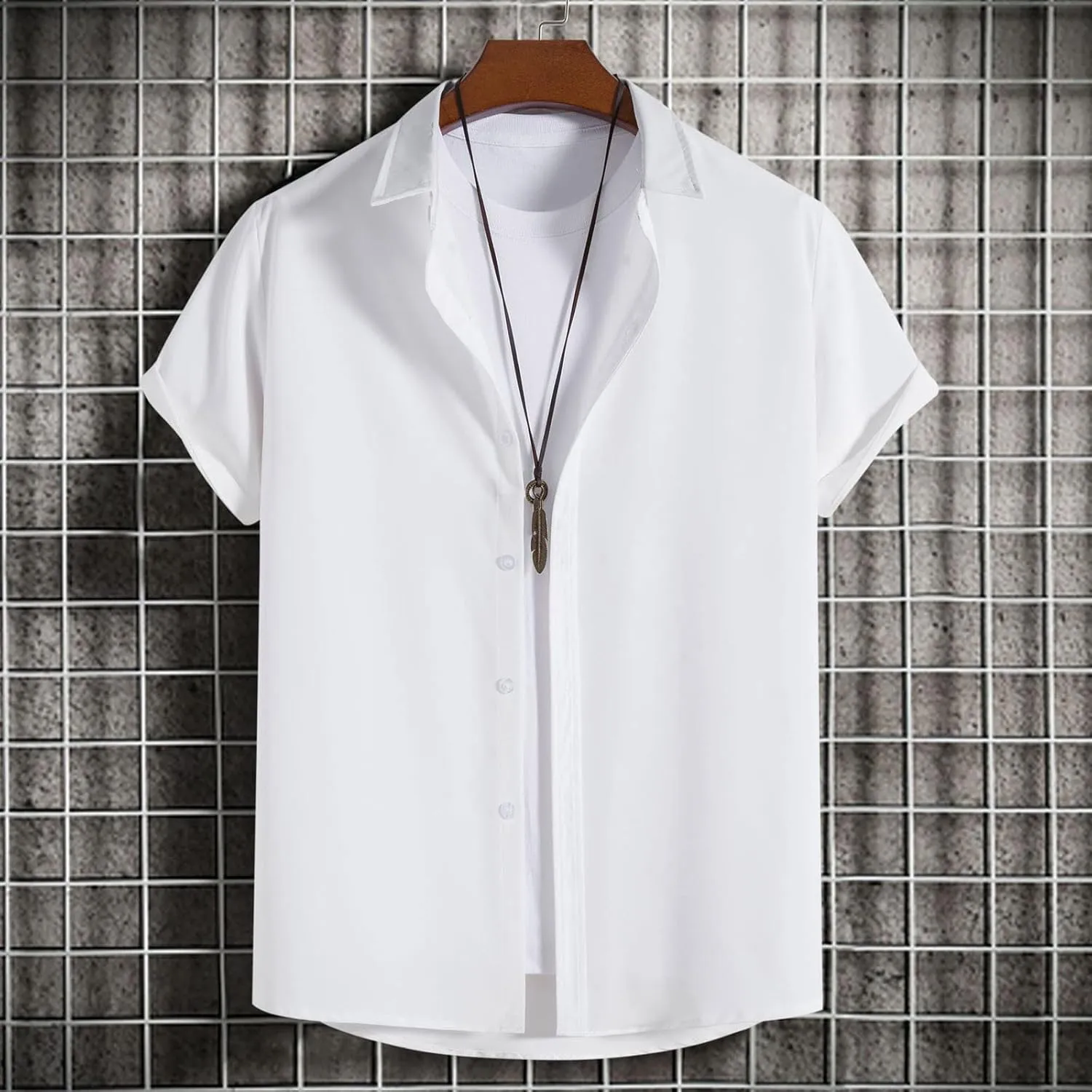 Muscularfit Wrinkle Free Dress Shirts for Men 2023 Casual Stylish Short Sleeve Summer Top Fashion Cotton Linen Button Shirt