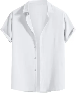 Muscularfit Wrinkle Free Dress Shirts for Men 2023 Casual Stylish Short Sleeve Summer Top Fashion Cotton Linen Button Shirt