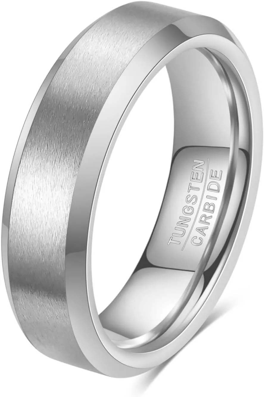 MYNENEY Tungsten Ring 4mm 6mm 8mm Matte Surface Signet Rings Gold/Silver/Black Mens Wedding Bands Size 5-12