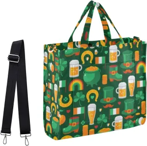 Naanle Set Of St. Patricks Day Vintage Corduroy Satchel Crossbody Tote Bag for Work Beach Gym