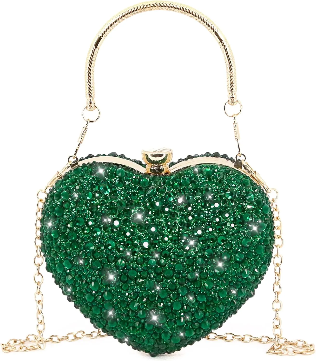 Naimo Womens Heart Bag Rhinestone Evening Bag Handbag Purse for Wedding Cocktail Party