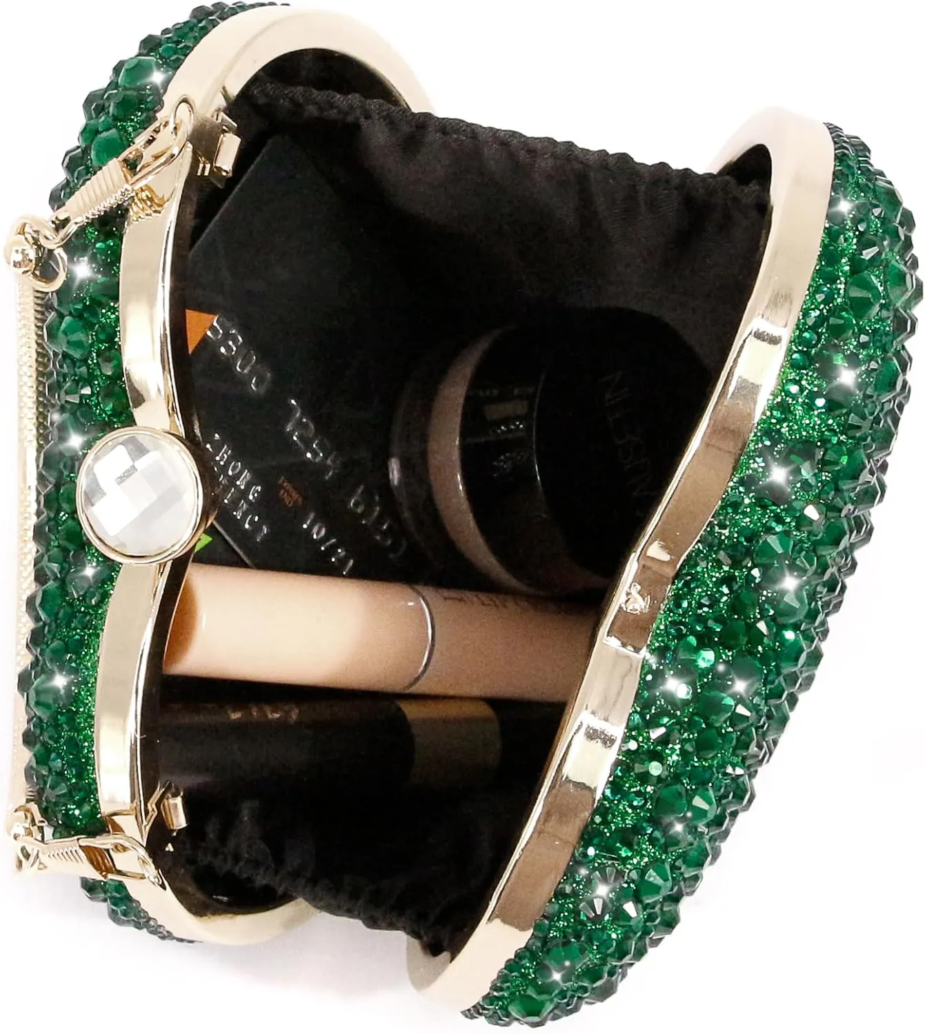 Naimo Womens Heart Bag Rhinestone Evening Bag Handbag Purse for Wedding Cocktail Party