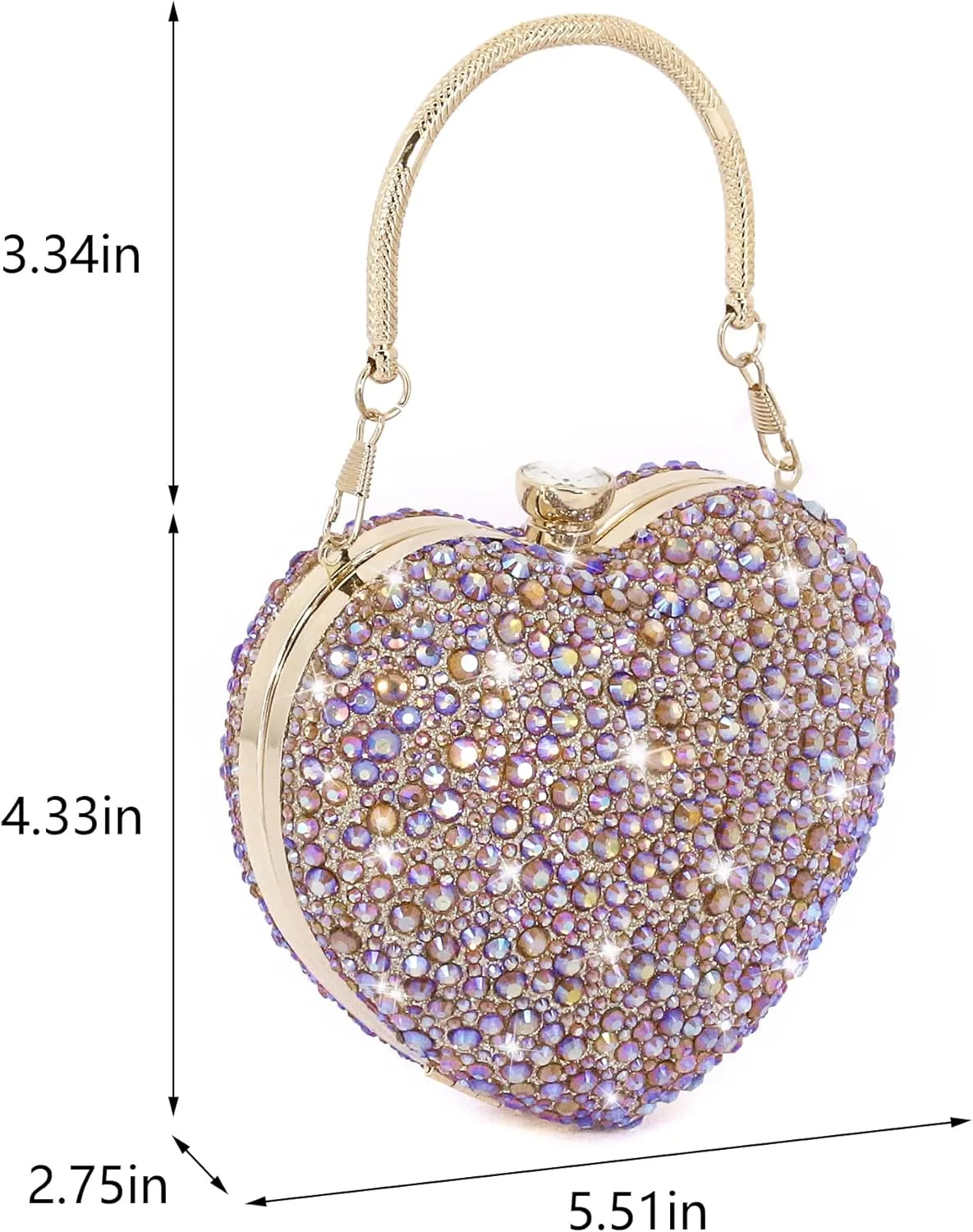 Naimo Womens Heart Bag Rhinestone Evening Bag Handbag Purse for Wedding Cocktail Party
