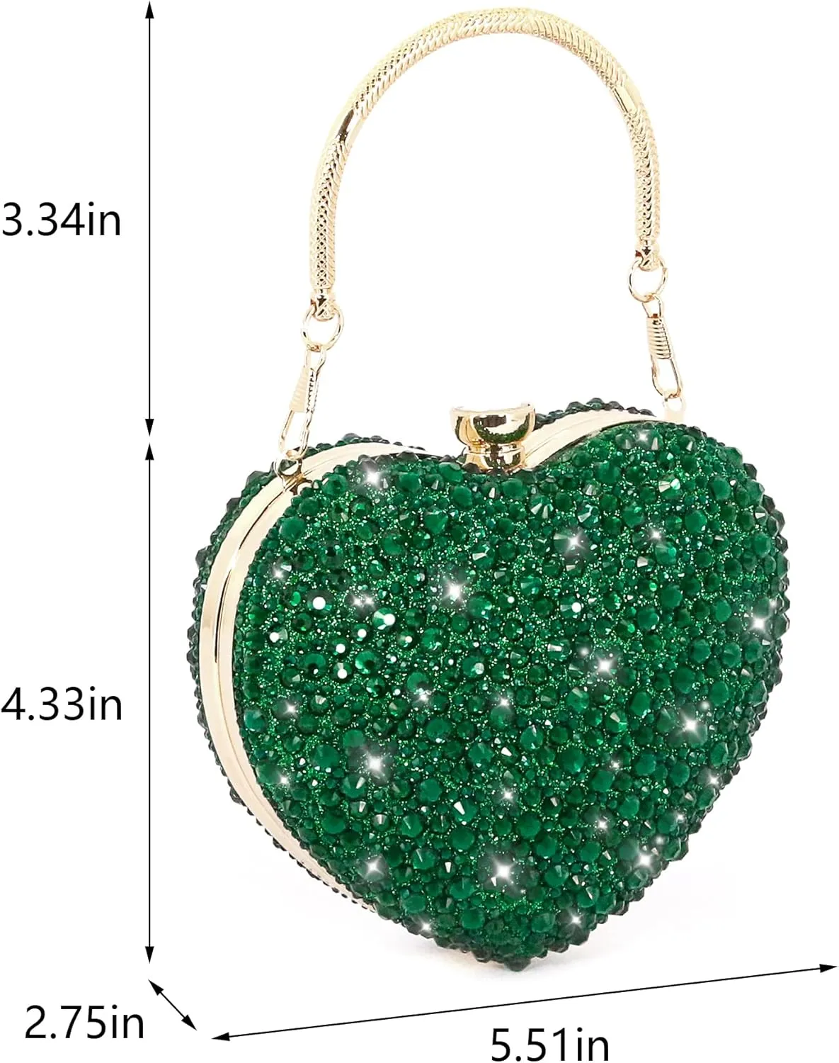 Naimo Womens Heart Bag Rhinestone Evening Bag Handbag Purse for Wedding Cocktail Party