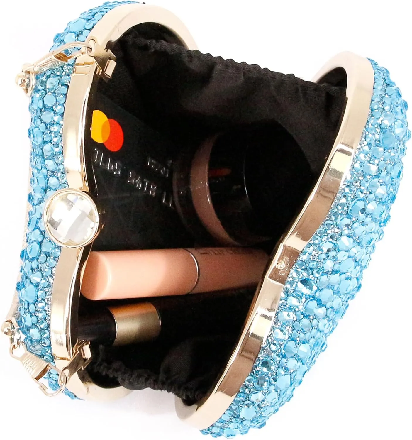 Naimo Womens Heart Bag Rhinestone Evening Bag Handbag Purse for Wedding Cocktail Party