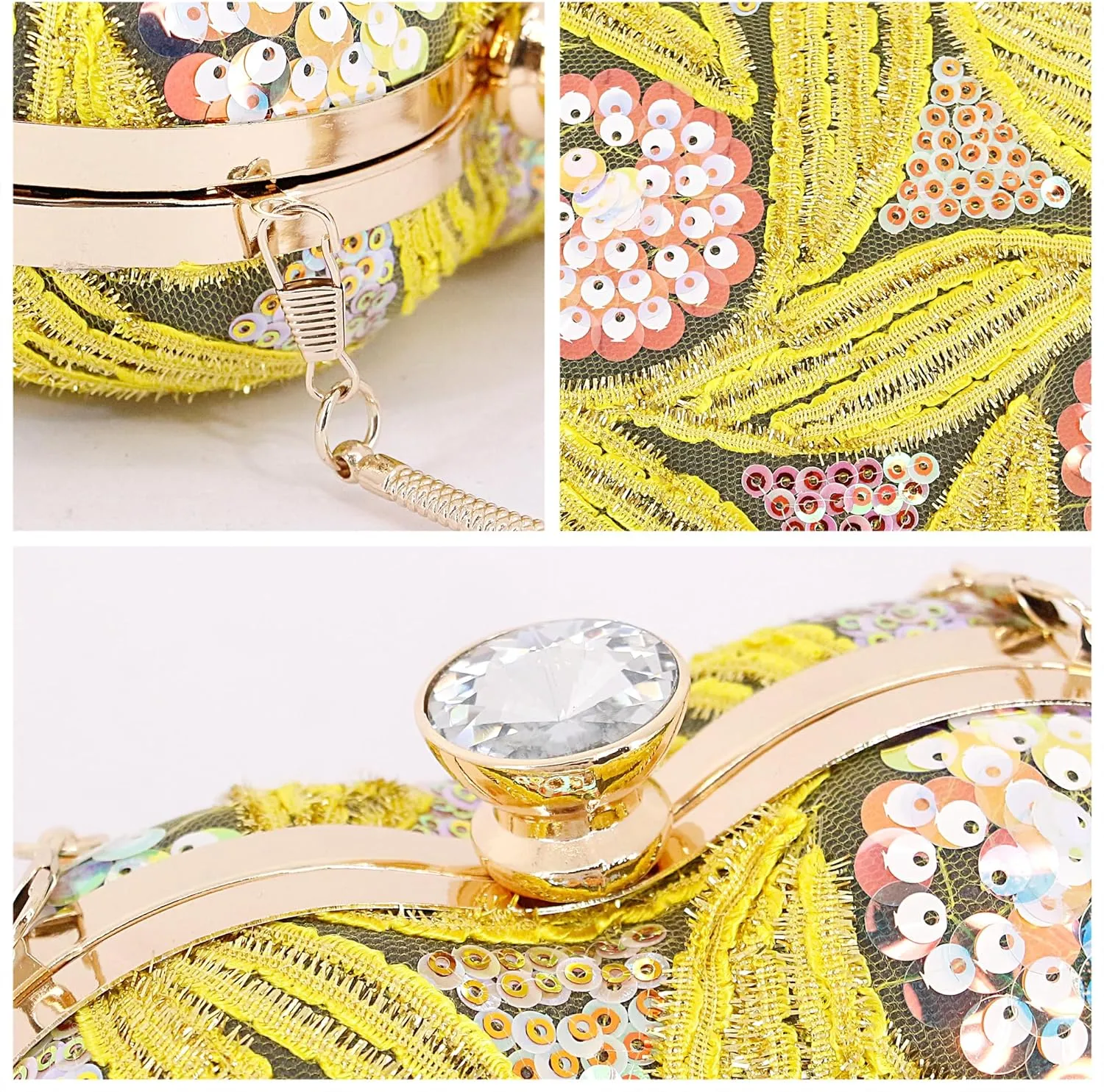 Naimo Womens Heart Bag Sequin Evening Bag Small Clutch Handbag Purse for Wedding Cocktail Party
