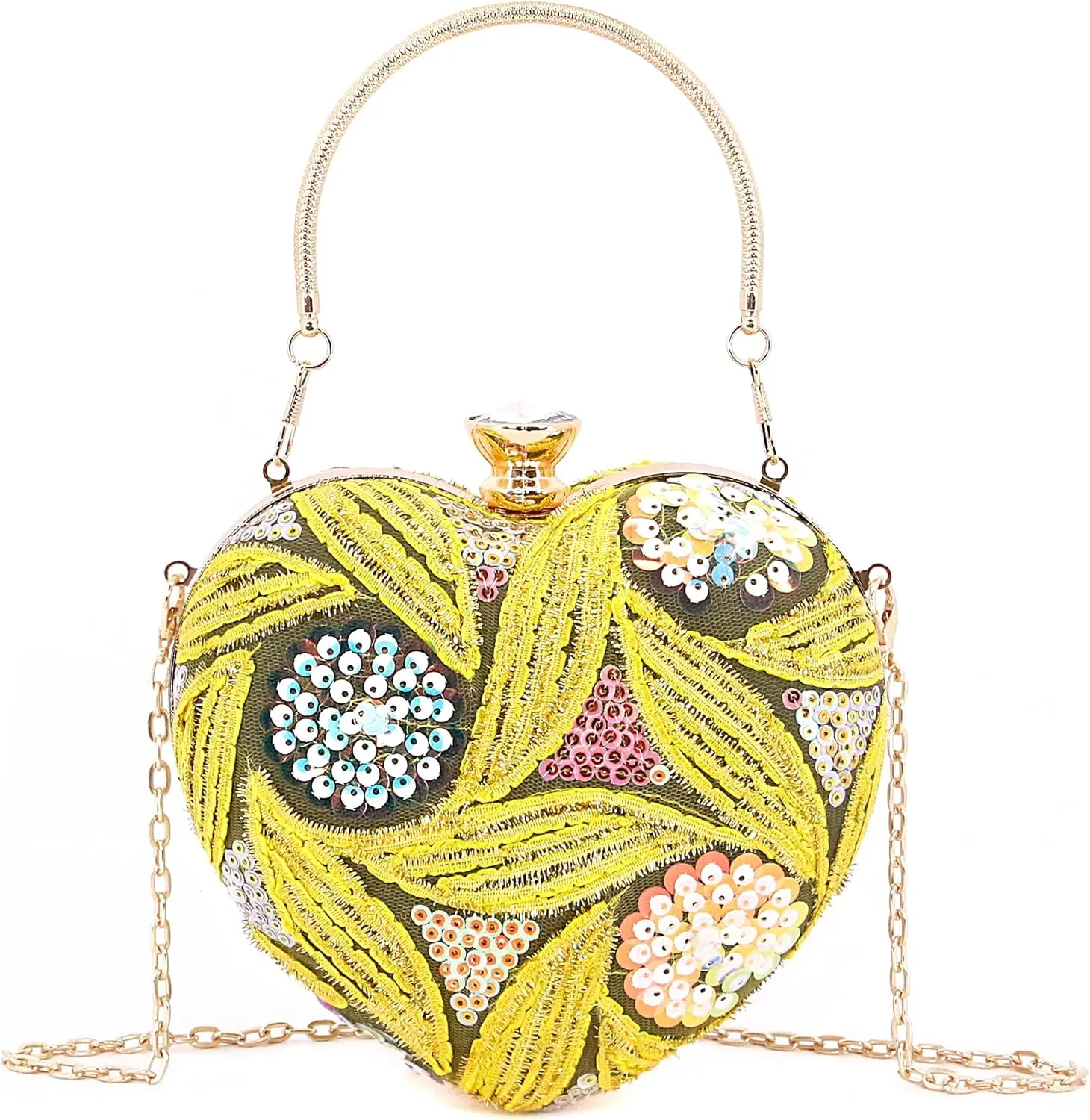 Naimo Womens Heart Bag Sequin Evening Bag Small Clutch Handbag Purse for Wedding Cocktail Party
