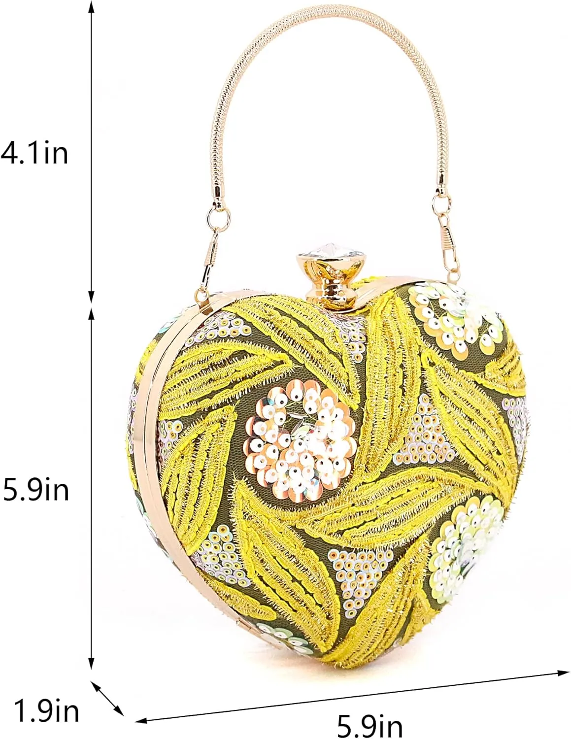 Naimo Womens Heart Bag Sequin Evening Bag Small Clutch Handbag Purse for Wedding Cocktail Party
