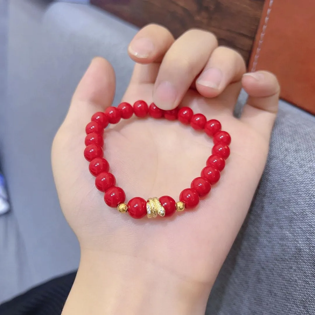 New Year of Snake Beaded Charm Bracelets Handmade Snake Good Luck Amulet Blessing Bracelets Natural Stone Bracelets
