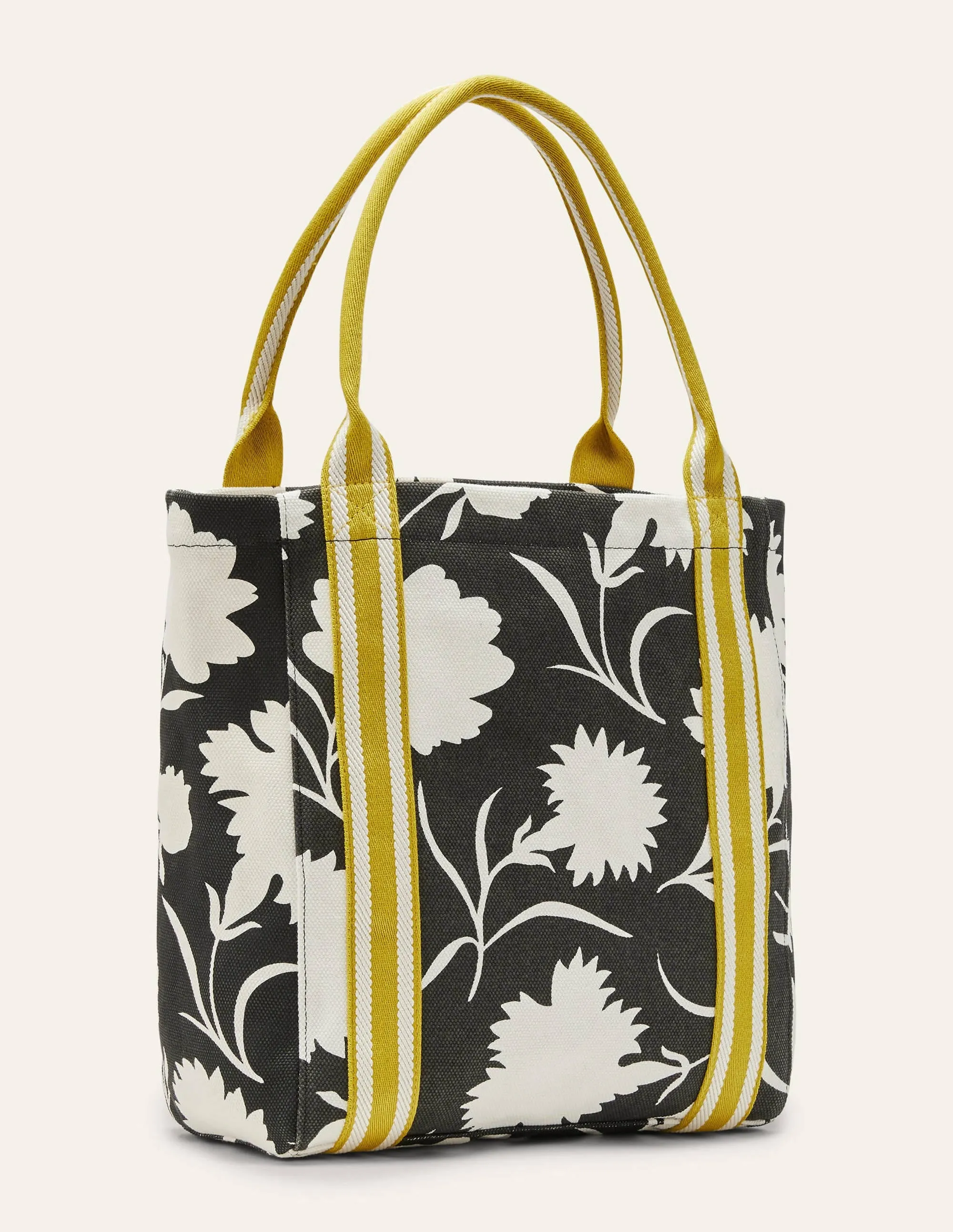 Olivia Canvas Tote-Black, Leafy Bud