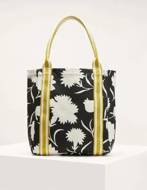Olivia Canvas Tote-Black, Leafy Bud