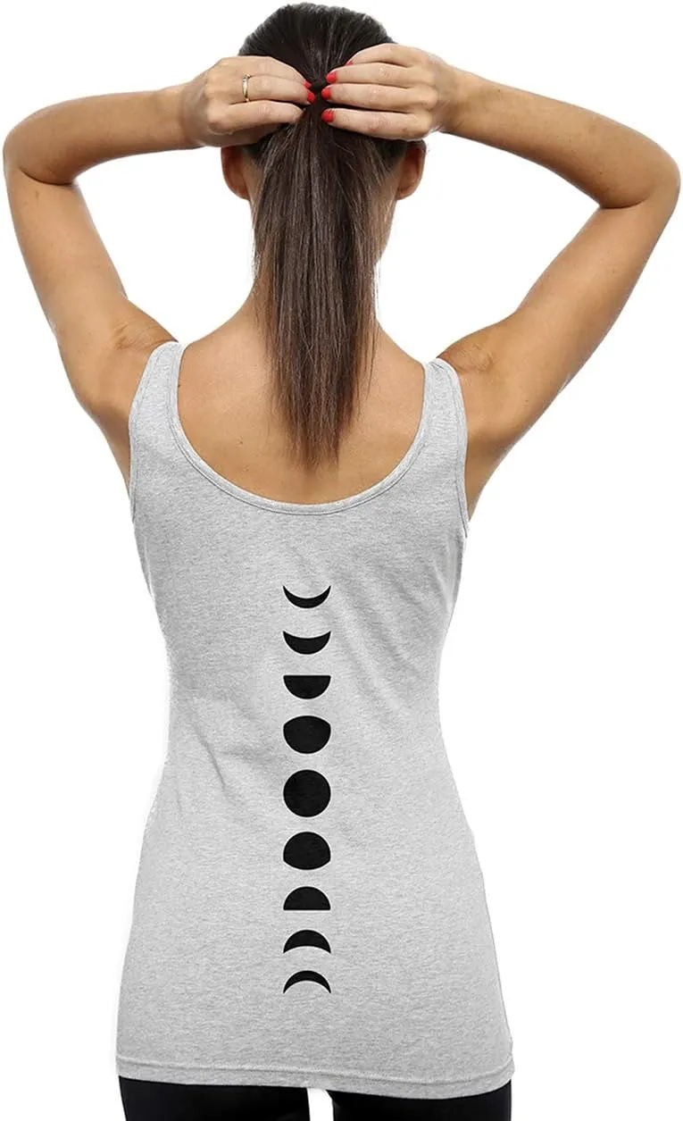 Organic Cotton Yoga Workout Tank Top Moon Phases Shirts Tops Tees Tanks for Women