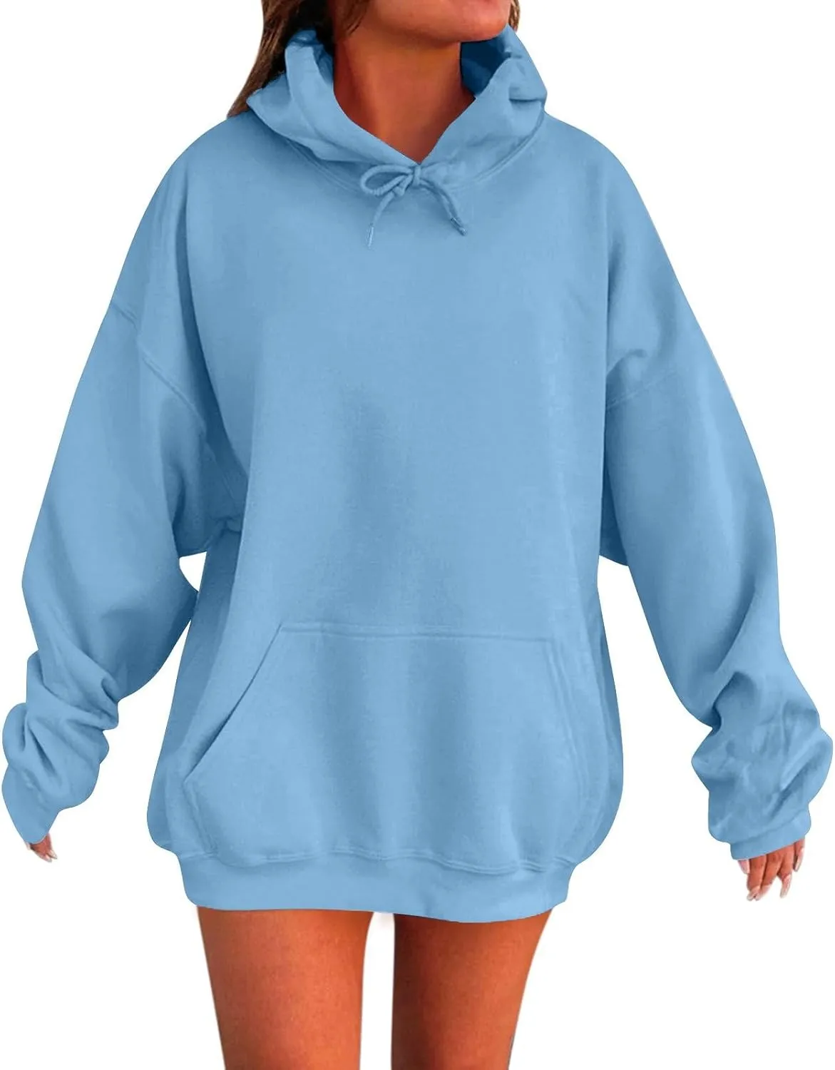 Oversized Hoodie for Women Plus Size Lightweight Fleece Hooded Sweatshirts Drop Shoulder Drawstring Pullover Hoodies