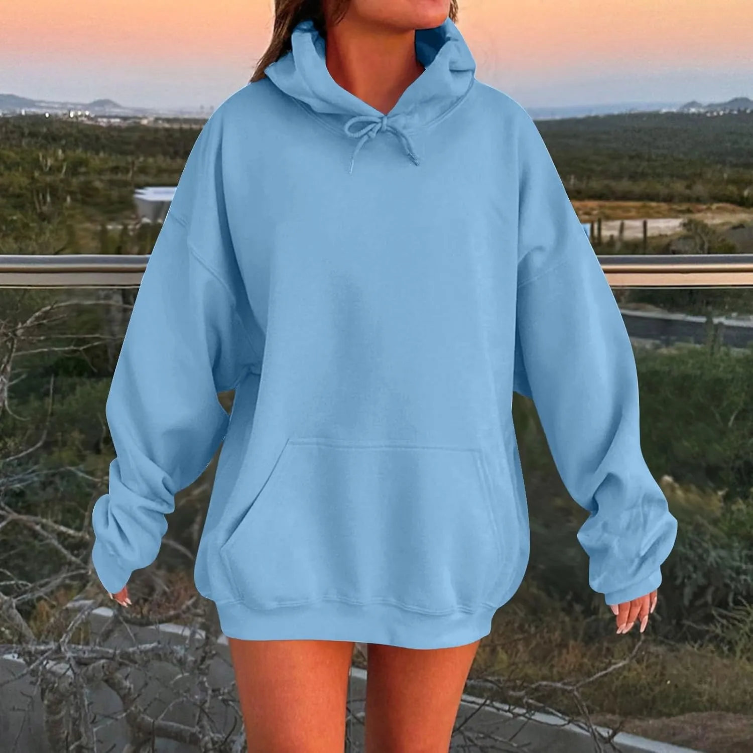 Oversized Hoodie for Women Plus Size Lightweight Fleece Hooded Sweatshirts Drop Shoulder Drawstring Pullover Hoodies