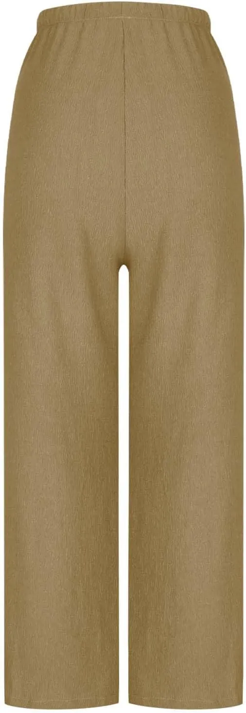 Pants for Women Baggy Elastic High Waist Athletic Jogging Pants Drawstring Loose Casual Palazzo Trousers with Pockets