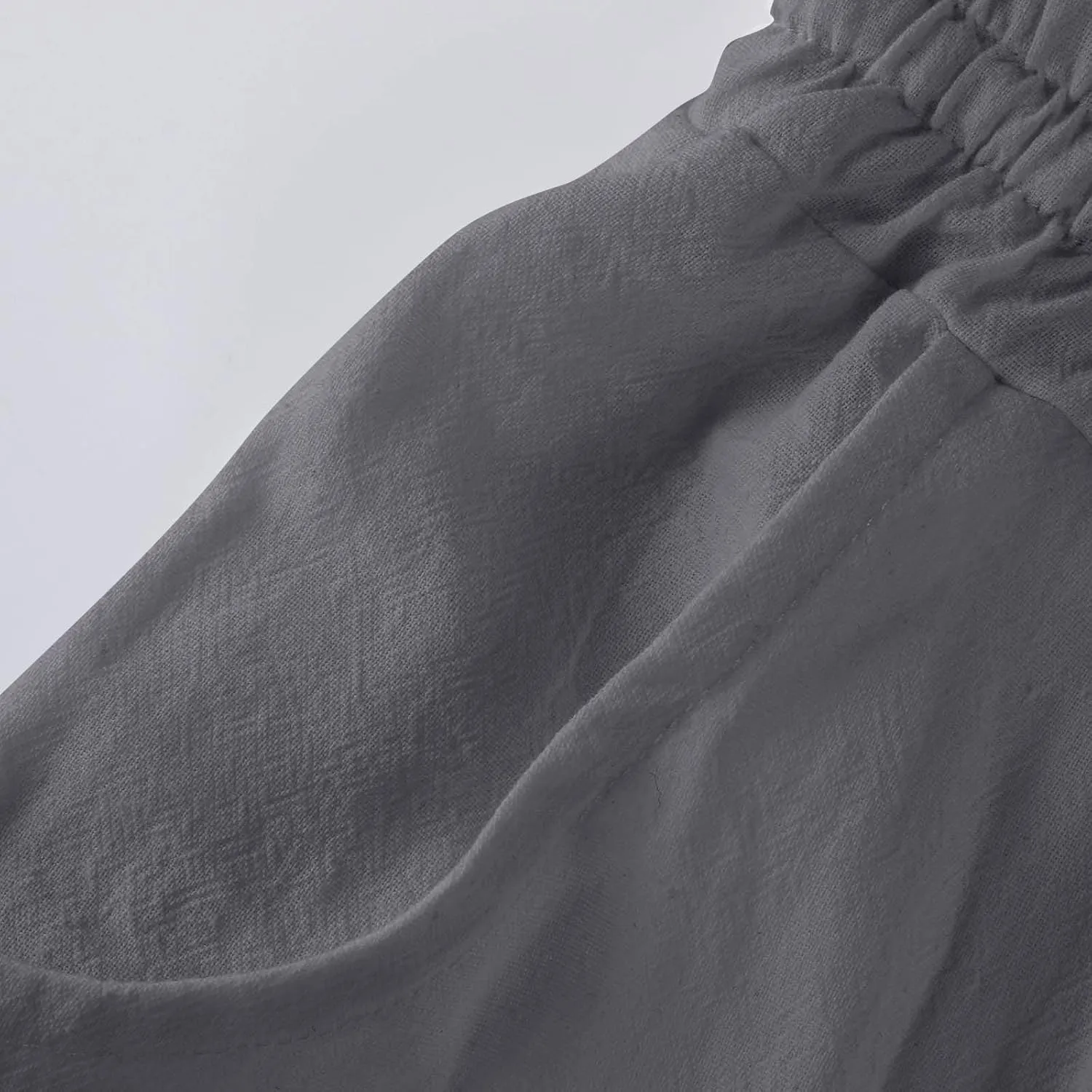Pants for Women Casual Elastic Waist Drawstring Pants Straight Wide Leg High Waisted with Pockets Lightweight Trousers
