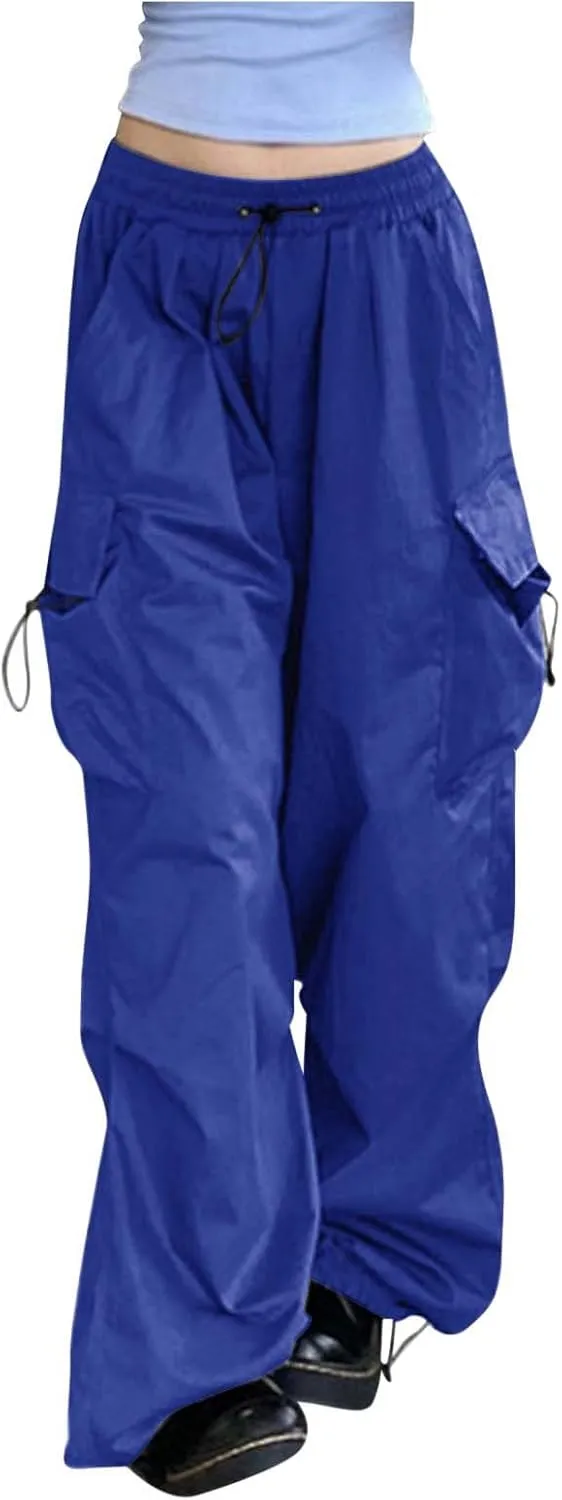 Parachute Pants for Women,Baggy Fit Cargo Pants with Pockets, 3X-Large, Green