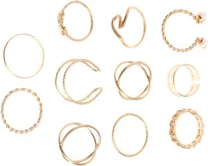 PartyKindom 10Pcs Adjustable Pearl Ring for Women Open Design Finger Jewelry Elegant Stackable Rings for Parties and Everyday Wear Easy Care and Stylish Decoration