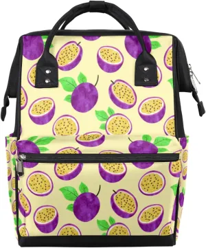 Passion Fruit Diaper Bag Tote Large Capacity Waterproof with Adjustable Shoulder Strap and Pram Straps Mommy Bag for Hospital Beach Weekender Travel