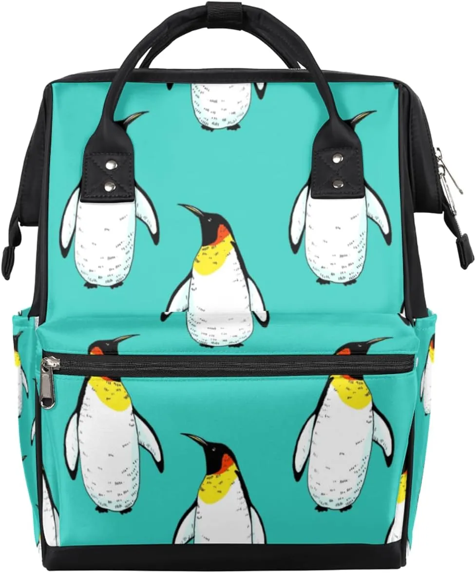 Penguin Animals Diaper Bag Tote Large Capacity Waterproof with Adjustable Shoulder Strap and Pram Straps Mommy Bag for Hospital Beach Weekender Travel