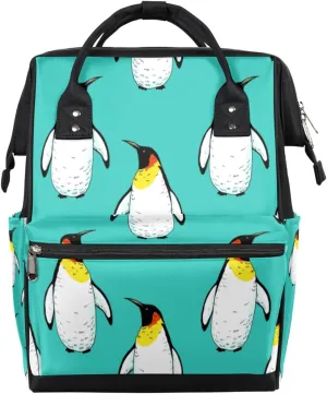 Penguin Animals Diaper Bag Tote Large Capacity Waterproof with Adjustable Shoulder Strap and Pram Straps Mommy Bag for Hospital Beach Weekender Travel