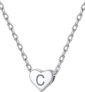 Personalized Custom Women Letter Necklace C Letters Pendants Jewelry Sterling Silver Dainty Heart Small Pendant