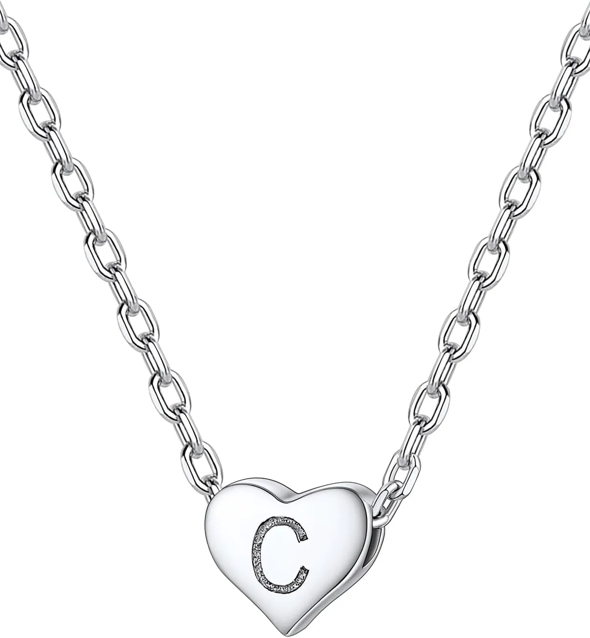Personalized Custom Women Letter Necklace C Letters Pendants Jewelry Sterling Silver Dainty Heart Small Pendant