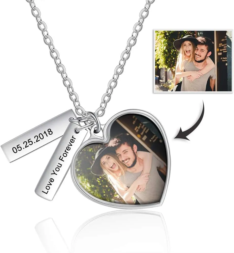 Personalized Picture Necklace for Women Custom Photos Necklace Engraved Name Pendants Memorial Gift for Women