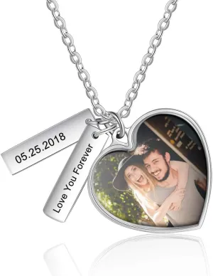 Personalized Picture Necklace for Women Custom Photos Necklace Engraved Name Pendants Memorial Gift for Women