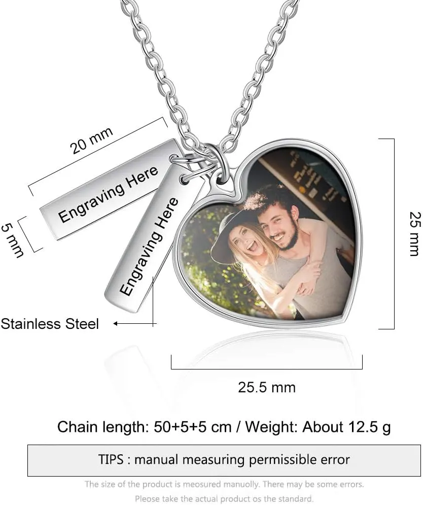 Personalized Picture Necklace for Women Custom Photos Necklace Engraved Name Pendants Memorial Gift for Women