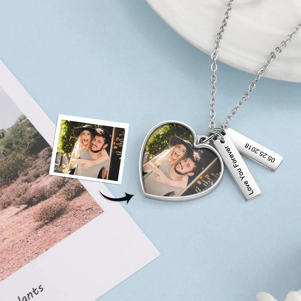 Personalized Picture Necklace for Women Custom Photos Necklace Engraved Name Pendants Memorial Gift for Women