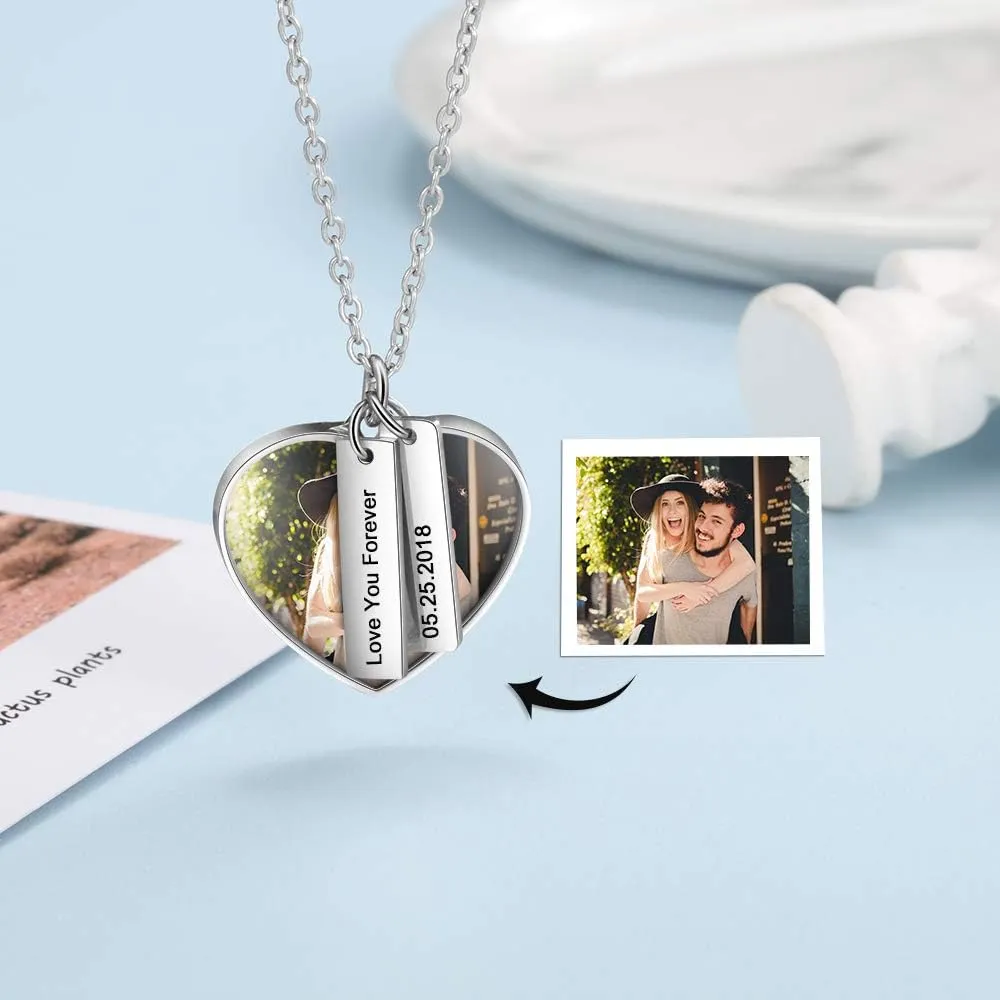 Personalized Picture Necklace for Women Custom Photos Necklace Engraved Name Pendants Memorial Gift for Women