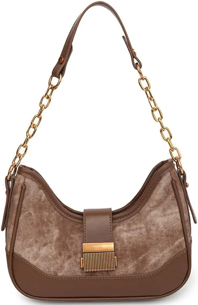 RTGGSEL Women's Contrast Color Plaid Striped Saddle Crossbody Shoulder Underarm Satchel Handbag Tote Clutch Purse Hobo Bag
