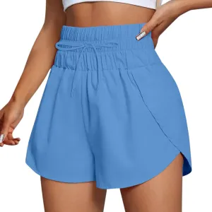 Running Shorts for Women Trendy Elastic High Waisted Yoga Sporty Short Thin Breathable Athletic Workout Gym Bermuda