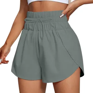 Running Shorts for Women Trendy Elastic High Waisted Yoga Sporty Short Thin Breathable Athletic Workout Gym Bermuda