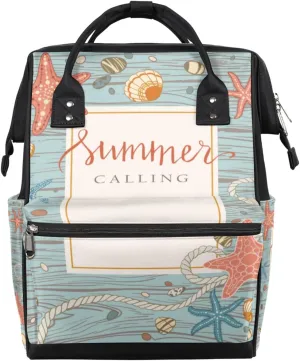 Seastars Rope Seastones Seashells Diaper Bag Tote Large Capacity Waterproof with Adjustable Shoulder Strap and Pram Straps Mommy Bag for Hospital Beach Weekender Travel