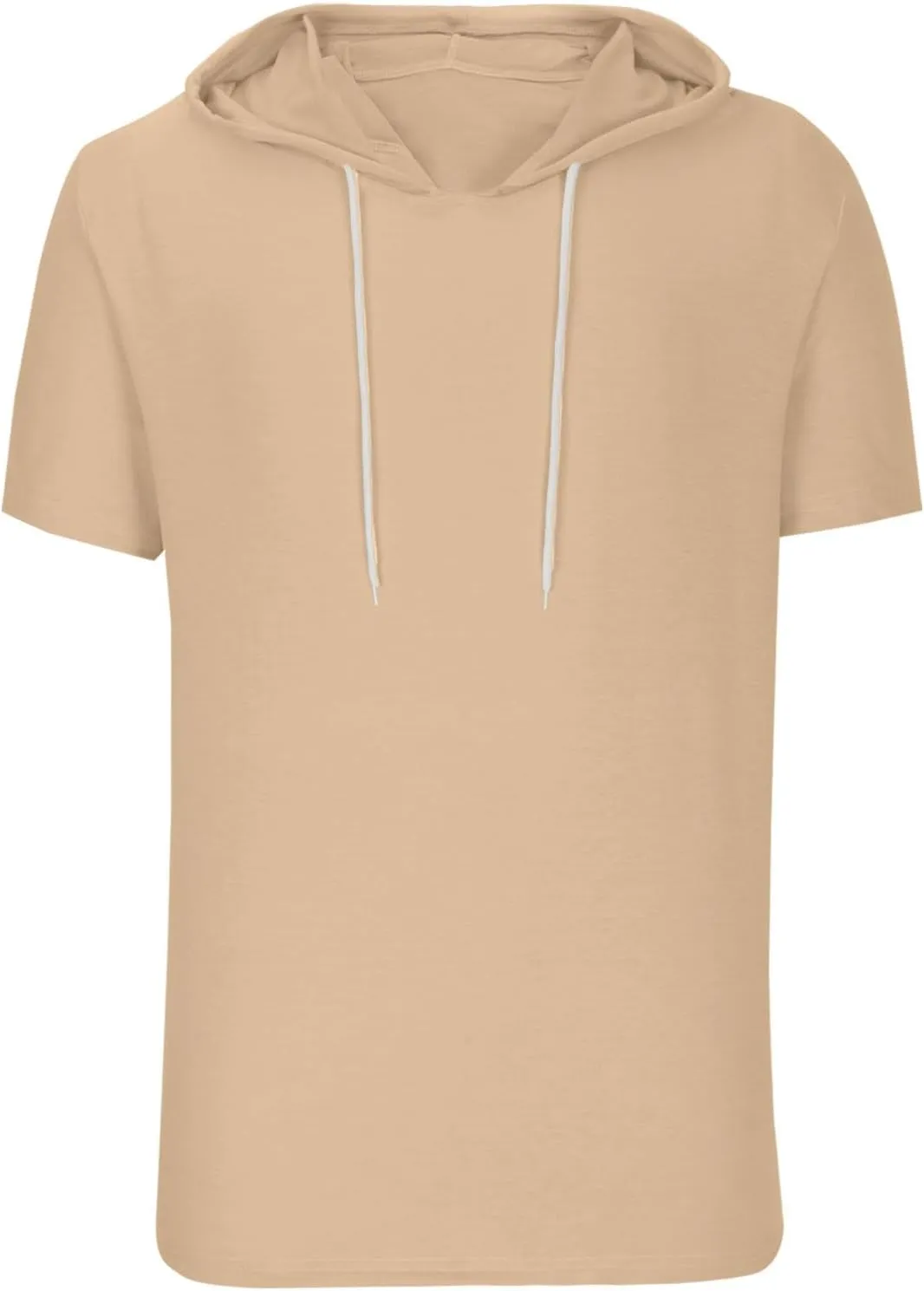 Short Sleeve Hoodies for Men Summer Athletic Loose Fit Stretch Drawstring T Shirt Lightweight Solid Color Pullover