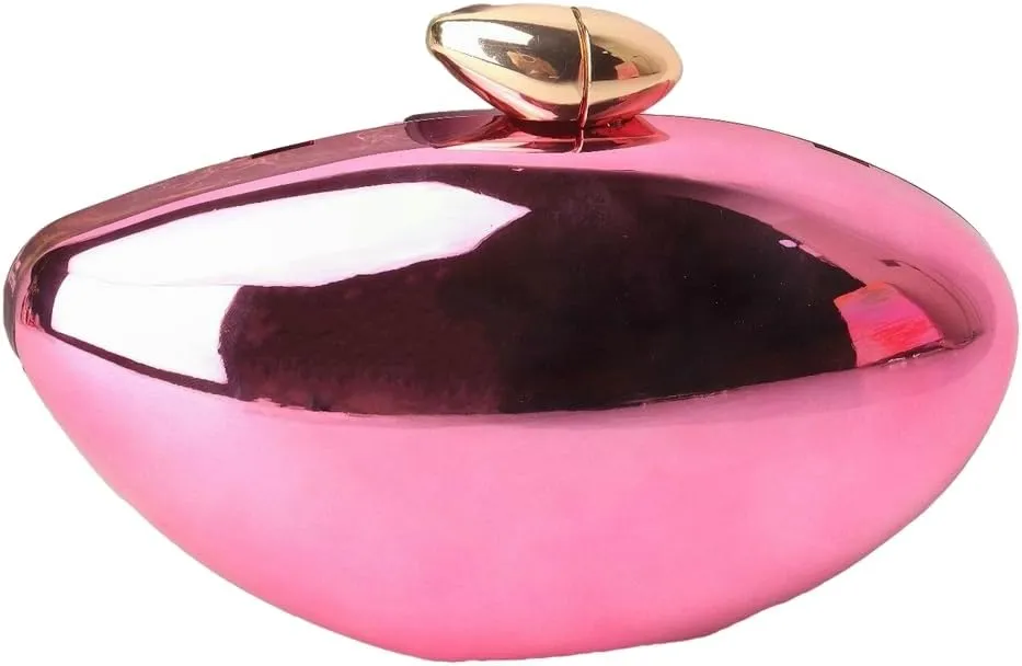 Simple Clutch Bags for Women Premium Acrylic Evening Bag Shell Shape Metallic Purse for Dinner Trendy Evening Purse