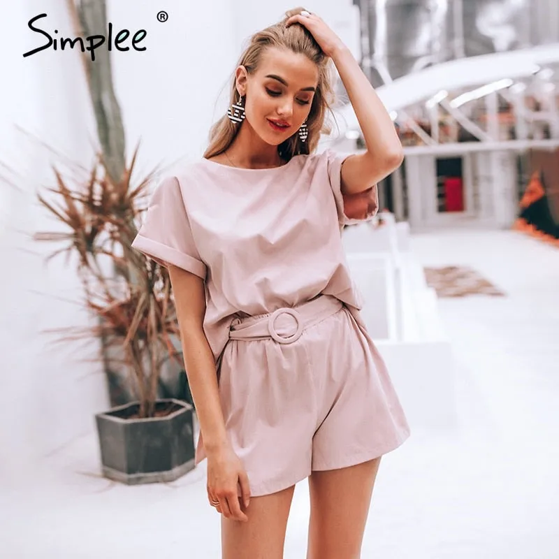 Simplee Solid co-ordinat jumpsuit romper Women