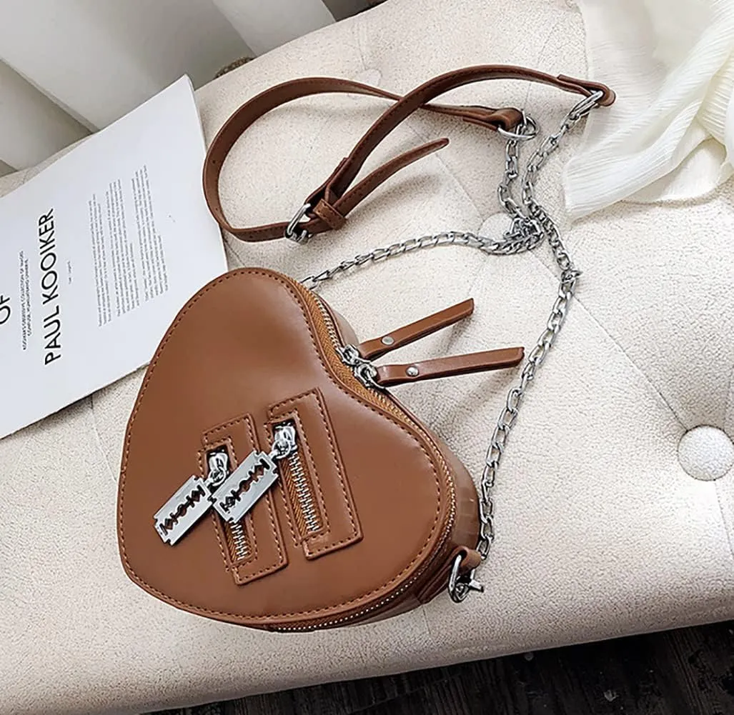 Sister Amy Women Red Heart Purse Cute Love Heart Shape Shoulder Handbag Girls Evening Clutch Bag Chain Purse