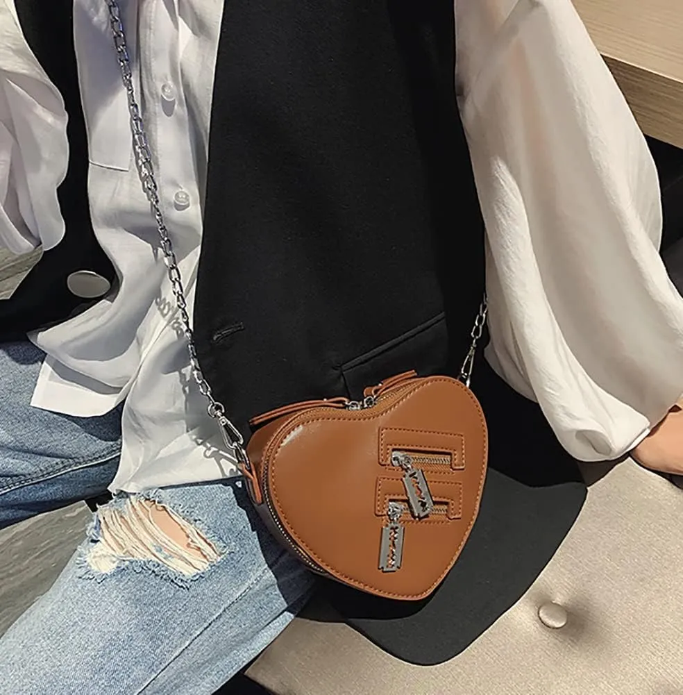 Sister Amy Women Red Heart Purse Cute Love Heart Shape Shoulder Handbag Girls Evening Clutch Bag Chain Purse