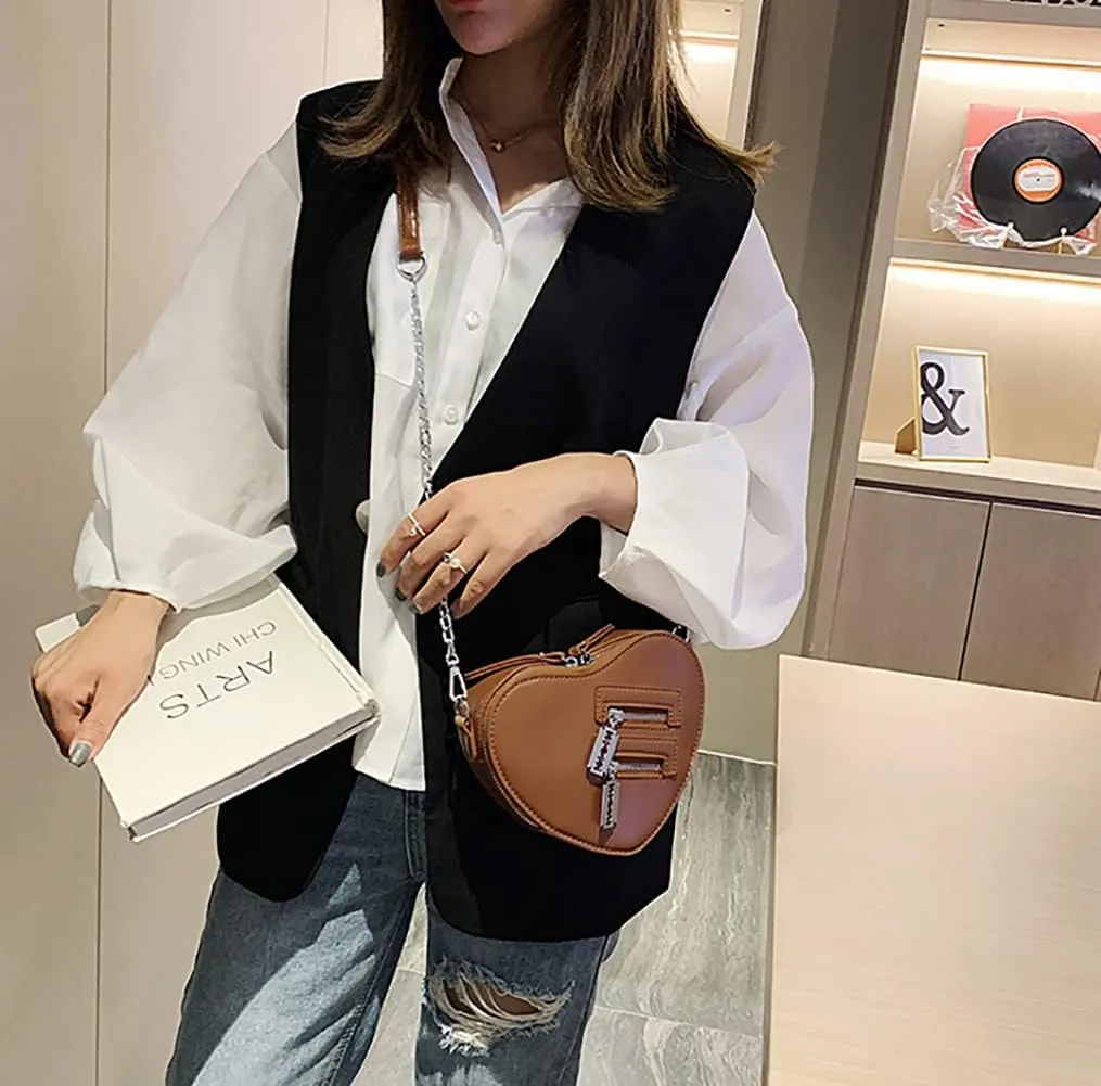 Sister Amy Women Red Heart Purse Cute Love Heart Shape Shoulder Handbag Girls Evening Clutch Bag Chain Purse