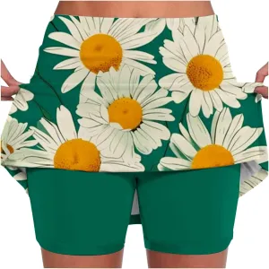 Skorts for Women 2 in 1 Casual Stretchy Summer Sports Shorts Lightweight Comfortable Breathable Skirts with Pockets